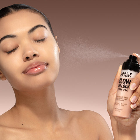 Glow on Lock Setting Spray – on model